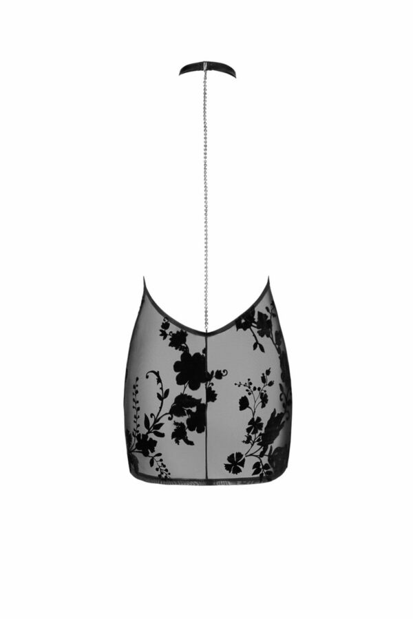 Сукня Noir Handmade F313 Mythos mini flocked mesh dress with jewelry rhinestone chain - 3XL - Зображення 6