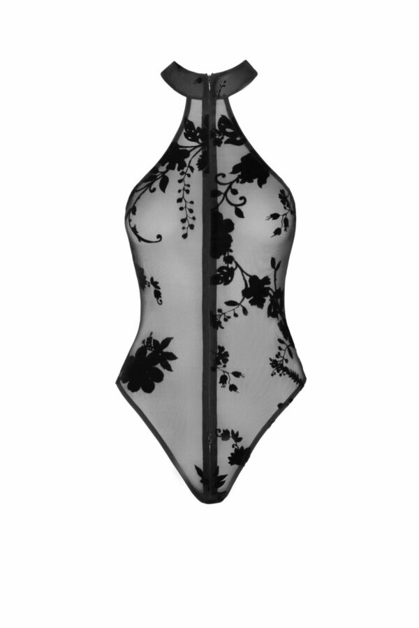 Боді Noir Handmade F314 Ego flocked mesh halter bodysuit - XL - Зображення 4