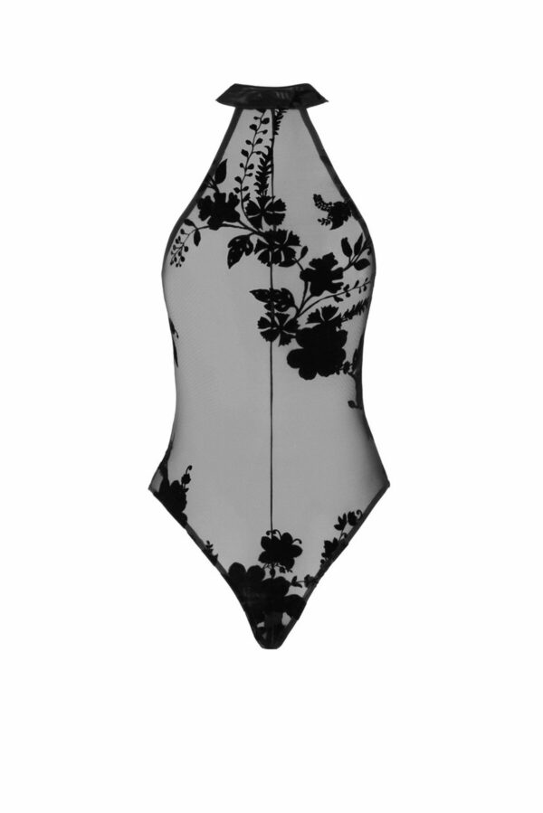 Боді Noir Handmade F314 Ego flocked mesh halter bodysuit - XXL - Зображення 5