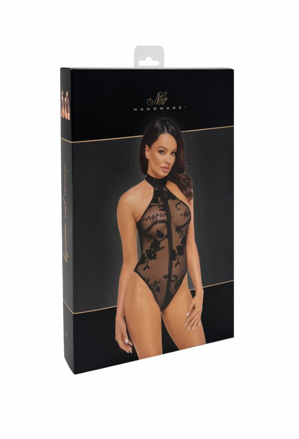 Боді Noir Handmade F314 Ego flocked mesh halter bodysuit - XXL - Зображення 6
