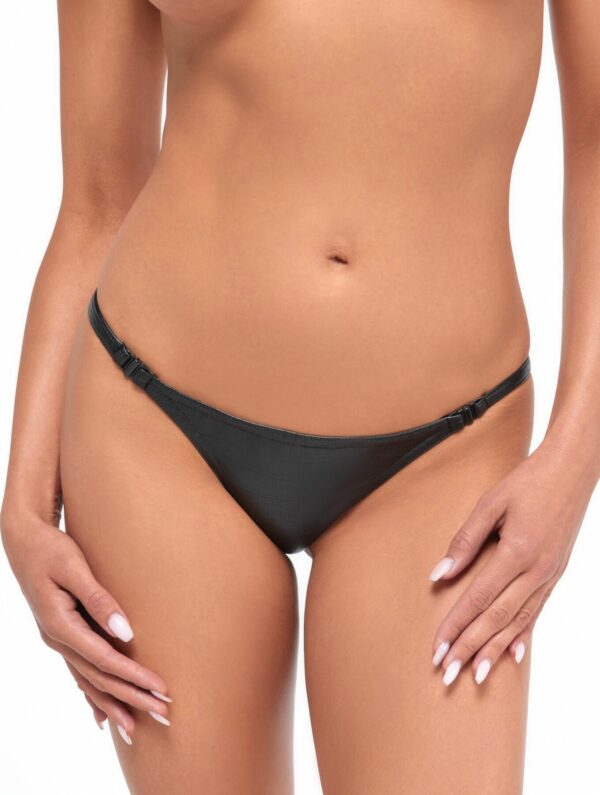 Трусики Noir Handmade P012 Wild crocodile wetlook thong with double opening - XL - Зображення 3