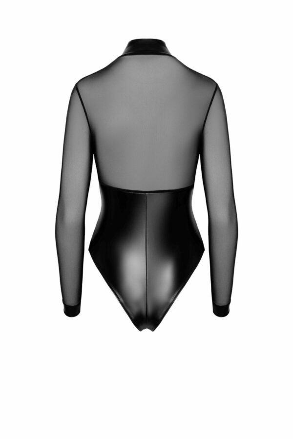 Боді Noir Handmade F321 Edge wetlook and mesh body with rings - 3XL - Зображення 8