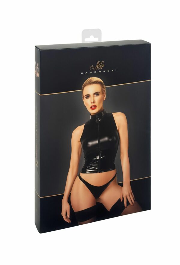 Топ Noir Handmade F324 Glam wetlook top with vinyl corset - S - Зображення 7