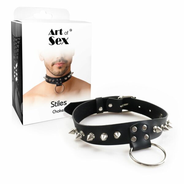 Чоловічий чокер з шипами Art of Sex - Stiles Leather and Spikes - Зображення 4