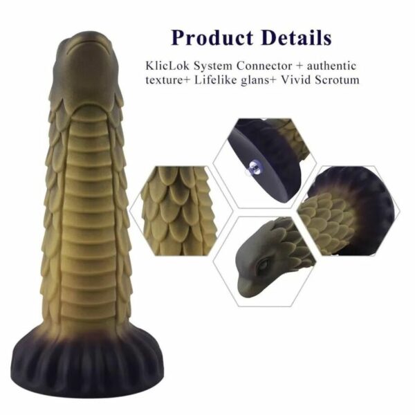 Силіконовий дилдо Hismith 8.5" Squama Beast Silicone Dildo Monster Series - Зображення 3