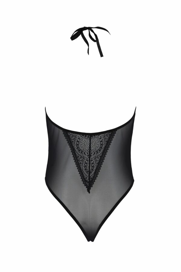 Боді Passion DROSERA BODY black, S/M, високі вирізи, верх на зав’язках - Зображення 4