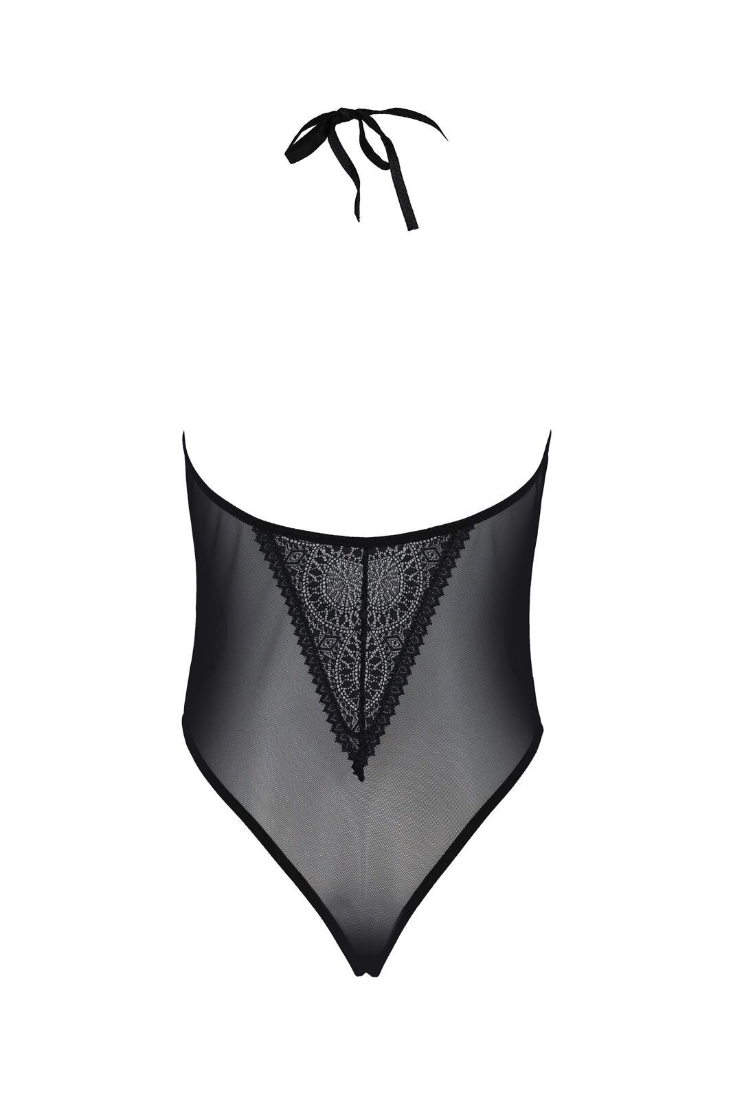 Боді Passion DROSERA BODY black, S/M, високі вирізи, верх на зав’язках - Зображення 4