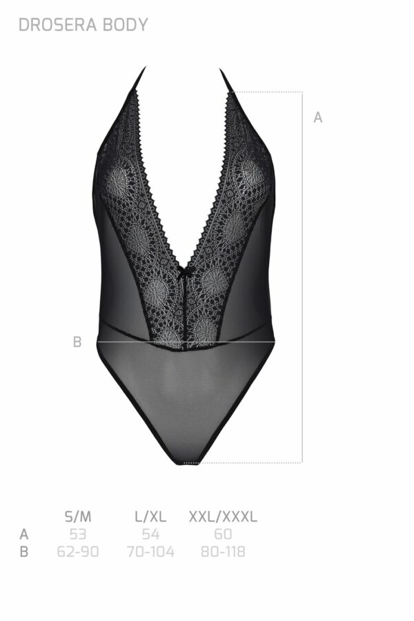 Боді Passion DROSERA BODY black, XXL/XXXL, високі вирізи, верх на зав’язках - Зображення 5