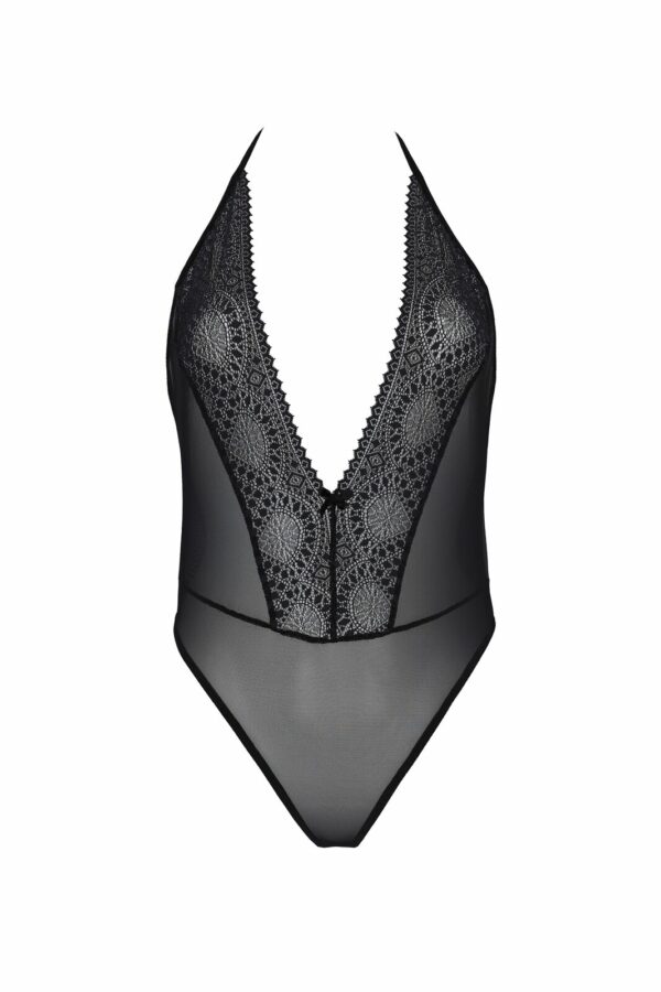 Боді Passion DROSERA BODY black, XXL/XXXL, високі вирізи, верх на зав’язках - Зображення 3