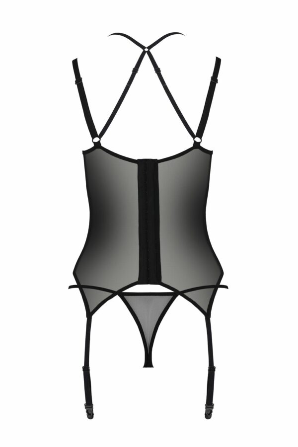Корсет Passion DROSERA CORSET black, L/XL, з кріпленнями для панчіх, трусики в комплекті - Зображення 4