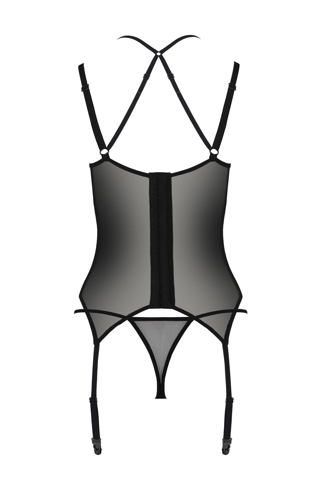 Корсет Passion DROSERA CORSET black, XXL/XXXL, з кріпленнями для панчіх, трусики в комплекті - Зображення 4