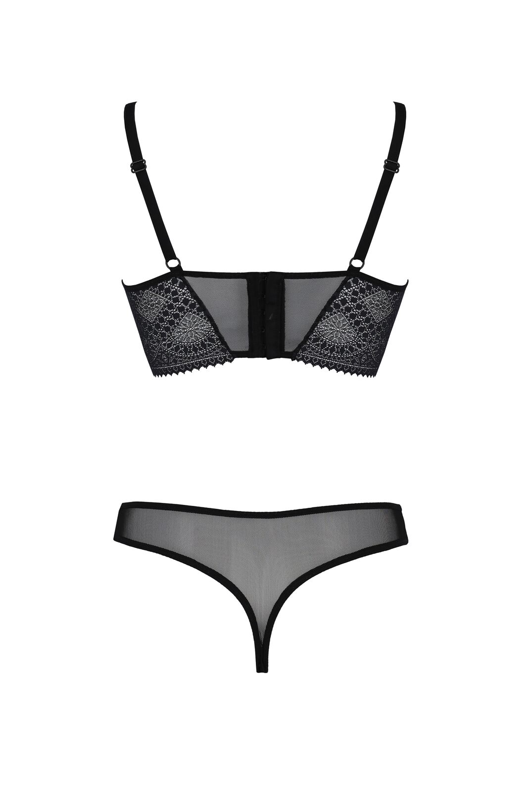 Комплект Passion DROSERA SET black, L/XL, сітка+мереживо, бюстьє та трусики танга - Зображення 4