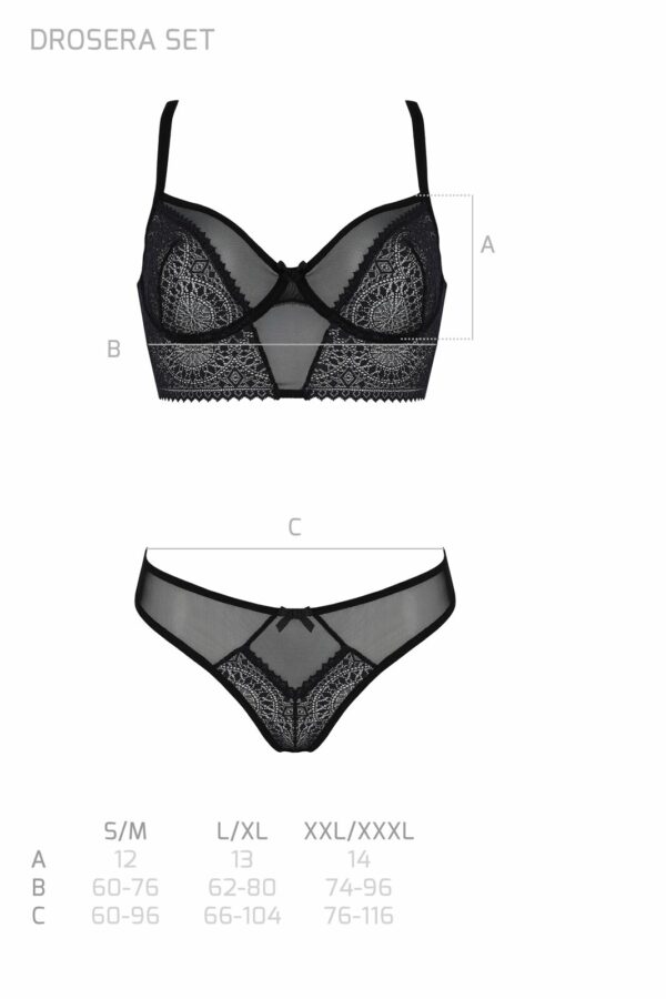 Комплект Passion DROSERA SET black, XXL/XXXL, сітка+мереживо, бюстьє та трусики танга - Зображення 5