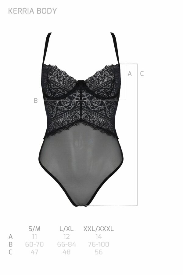 Боді Passion KERRIA BODY black, S/M, з високими вирізами та верхом балконет - Зображення 5