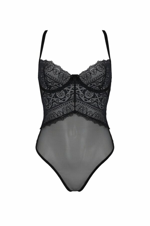 Боді Passion KERRIA BODY black, S/M, з високими вирізами та верхом балконет - Зображення 3