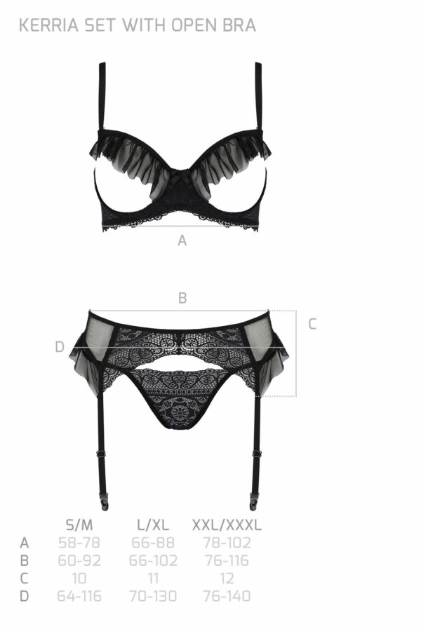 Комплект Passion KERRIA SET WITH OPEN BRA black S/M - ECO Passion - Зображення 5