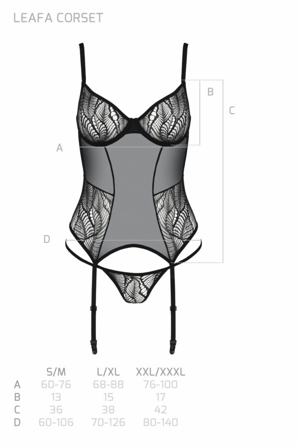 Корсет Passion LEAFA CORSET black S/M - ECO Passion - Зображення 5