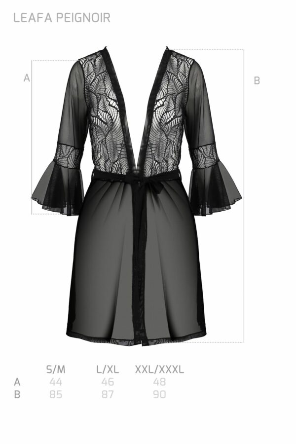 Пеньюар Passion LEAFA PEIGNOIR black XXL/XXXL - ECO Passion - Зображення 5