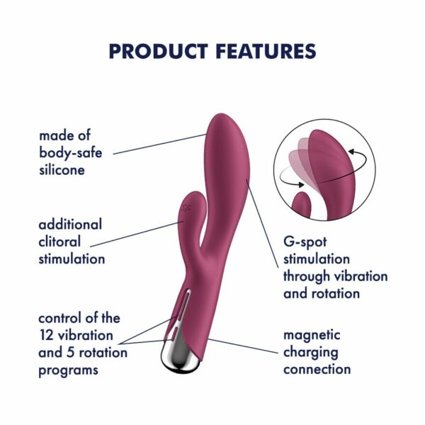 Вібратор-кролик з ротацією Satisfyer Spinning Rabbit 1 Red, 3 мотори - Зображення 7
