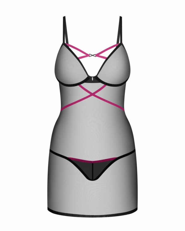 Пеньюар Obsessive Novenes chemise & thong XL/2XL - Зображення 4