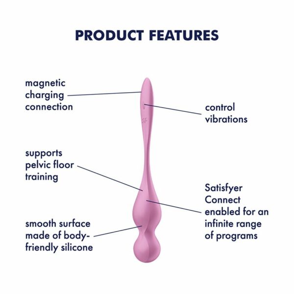 Вагінальні смарт-кульки з вібрацією Satisfyer Love Birds 1 Connect App Pink, 78 г - Зображення 6