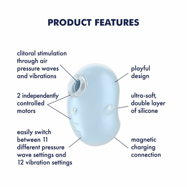 Вакуумний кліторальний стимулятор з вібрацією Satisfyer Cutie Ghost Blue - Зображення 3