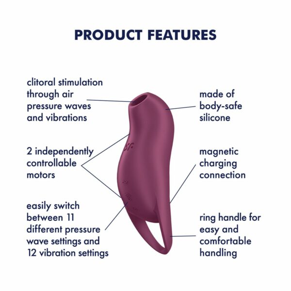 Вакуумний кліторальний стимулятор з вібрацією Satisfyer Pocket Pro 1 Purple - Зображення 3