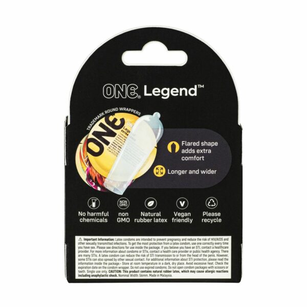 Презервативи ONE Legend Extra Large 3 шт, картонна коробка (м'ята упаковка!!!) - Зображення 3