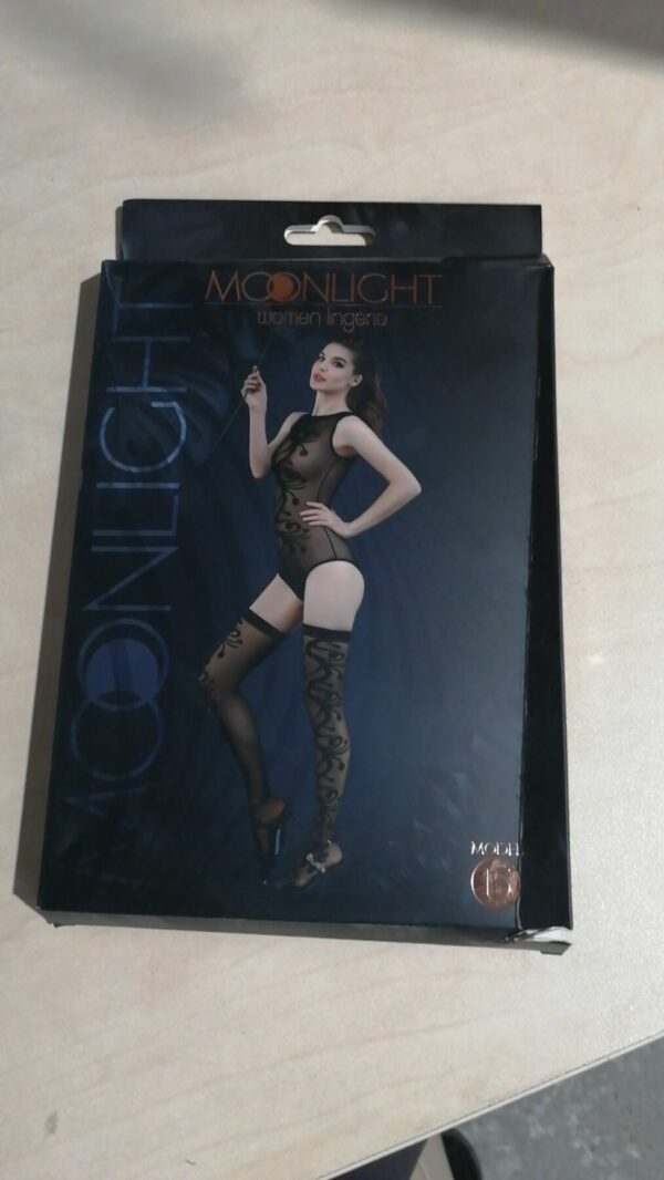 Комплект: боді та панчохи Moonlight Model 15 XS-L Black (м'ята упаковка!!!) - Зображення 2