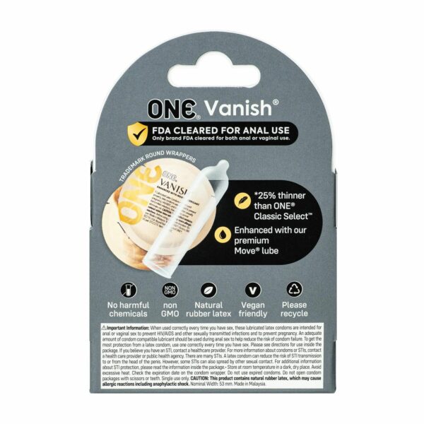 Презервативи ONE Vanish Hyperthin 3 шт, картонна коробка - Зображення 2