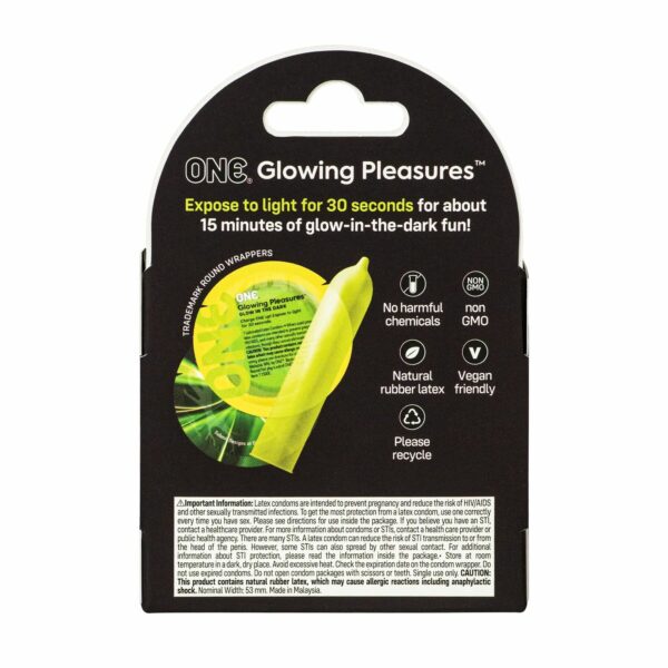 Презервативи ONE Glowing Pleasures 3 шт, картонна коробка - Зображення 2