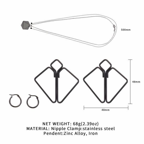 Затискачі для сосків з важкою підвіскою LOCKINK Nipple Clamps with Heavy Pendant - Grey - Зображення 7