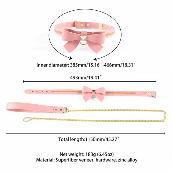 Повідець LOCKINK SEVANDA Love Heart Butterfly Leather Collar Set - Pink - Зображення 6
