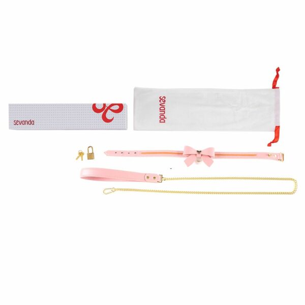 Повідець LOCKINK SEVANDA Love Heart Butterfly Leather Collar Set - Pink - Зображення 8