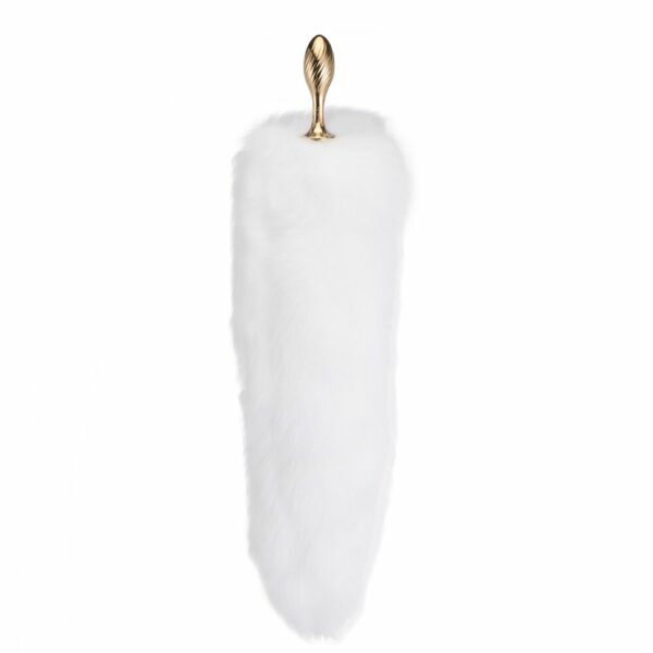 Металева анальна пробка Лисячий хвіст LOCKINK SEVANDA White Fox-Tail Anal Pear-shape Plug - Зображення 2