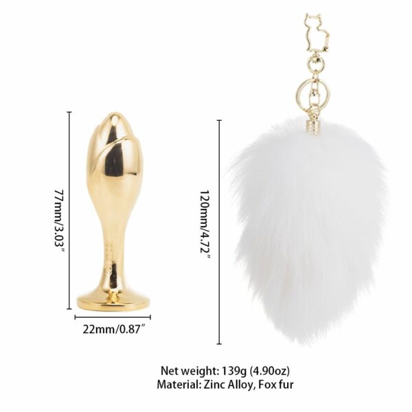 Металева анальна пробка Кролячий хвост LOCKINK SEVANDA White Bunny-Tail Anal Rose-shape Plug - Зображення 7