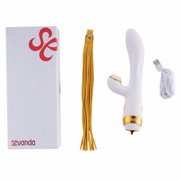 Вібратор-кролик з флогером LOCKINK SEVANDA Whip Vibrating Massage Wand - White & Golden - Зображення 8