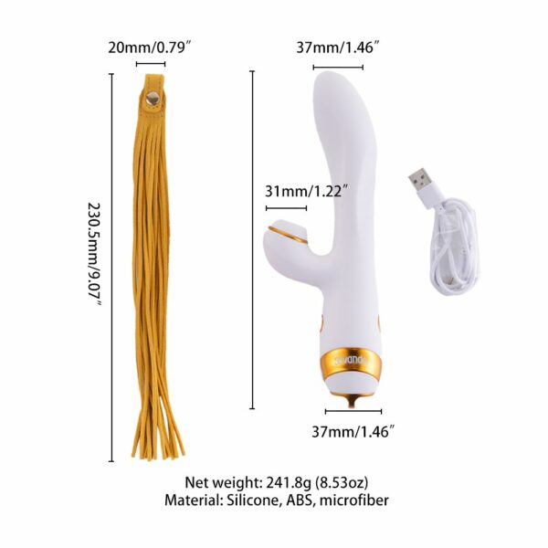 Вібратор-кролик з флогером LOCKINK SEVANDA Whip Vibrating Massage Wand - White & Golden - Зображення 7