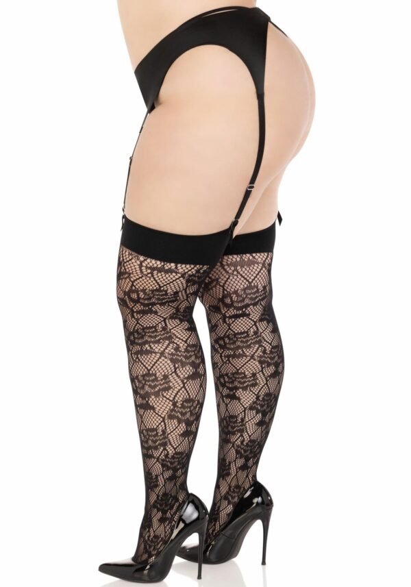 Панчохи Leg Avenue Wild rose net thigh highs 1X/2X - Зображення 4