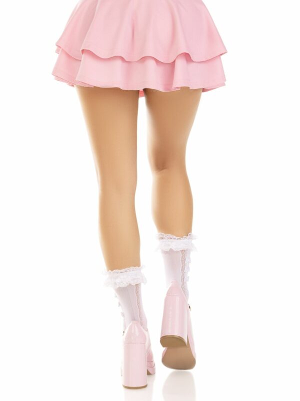 Шкарпетки ажурні з рюшами Leg Avenue Mini Bow Lace Anklet White - Зображення 7