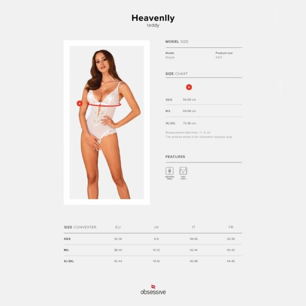 Еротичне напівпрозоре боді Obsessive Heavenlly crotchless teddy M/L (м'ята упаковка!!!) - Зображення 6