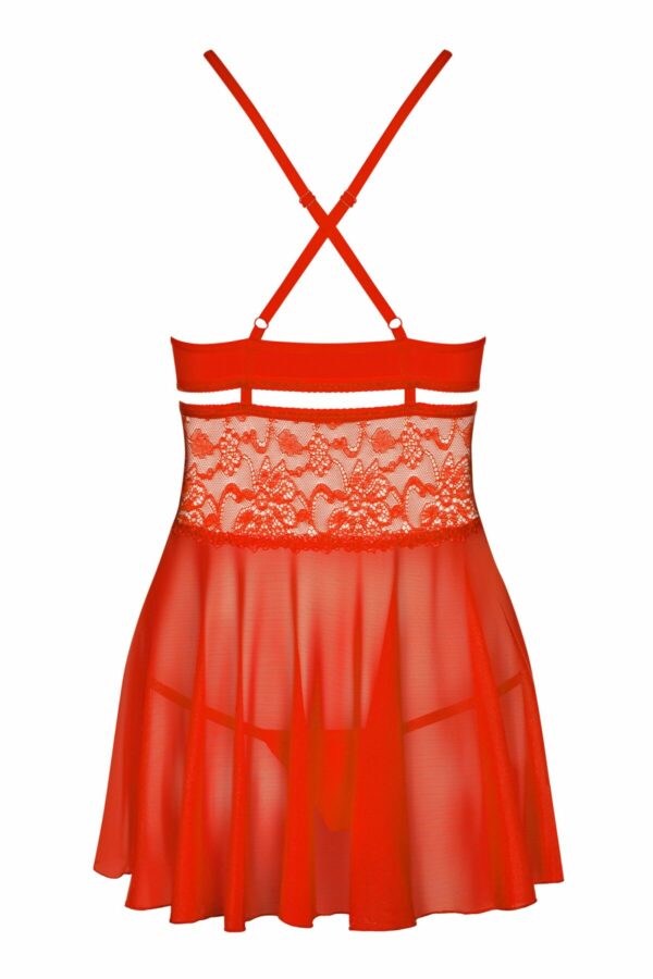 Бебі-дол Obsessive 838-BAB-3 babydoll & thong red L/XL - Зображення 4