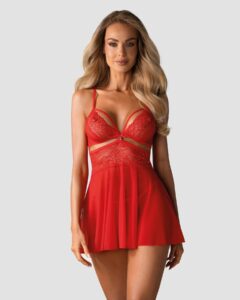 Бебі-дол Obsessive 838-BAB-3 babydoll & thong red 2XL/3XL