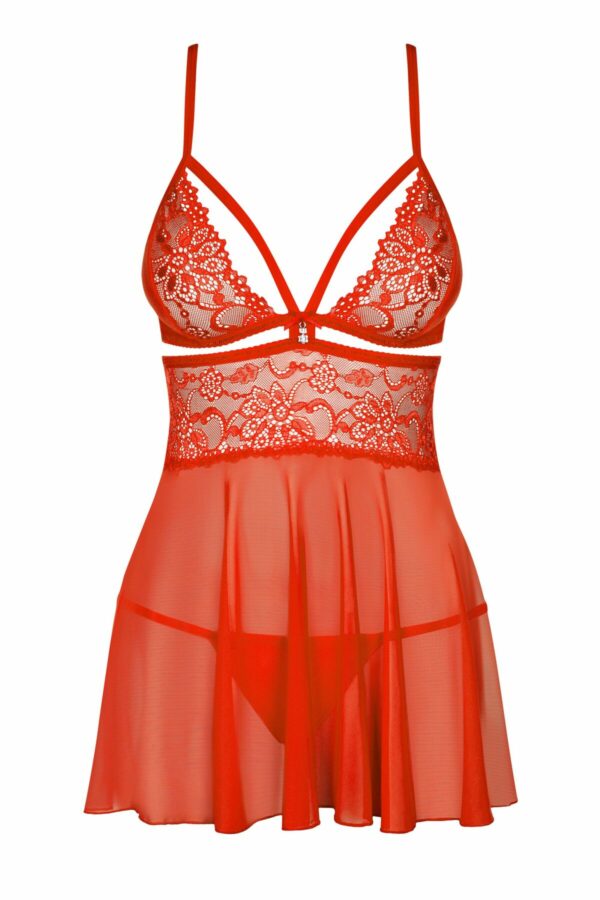 Бебі-дол Obsessive 838-BAB-3 babydoll & thong red 2XL/3XL - Зображення 3