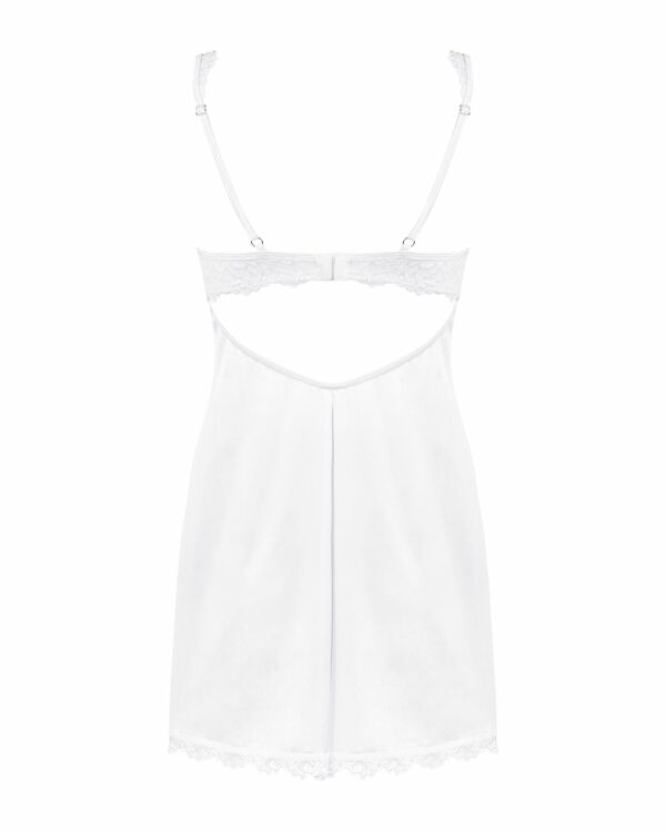 (SALE) Сорочка Obsessive Amor Blanco underwire chemise & thong white S/M - Зображення 4