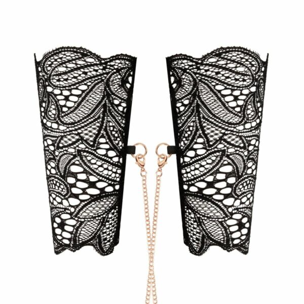 Мереживні наручники та комір Rosy Gold - Lace Cuffs and Collar - Black - Зображення 6