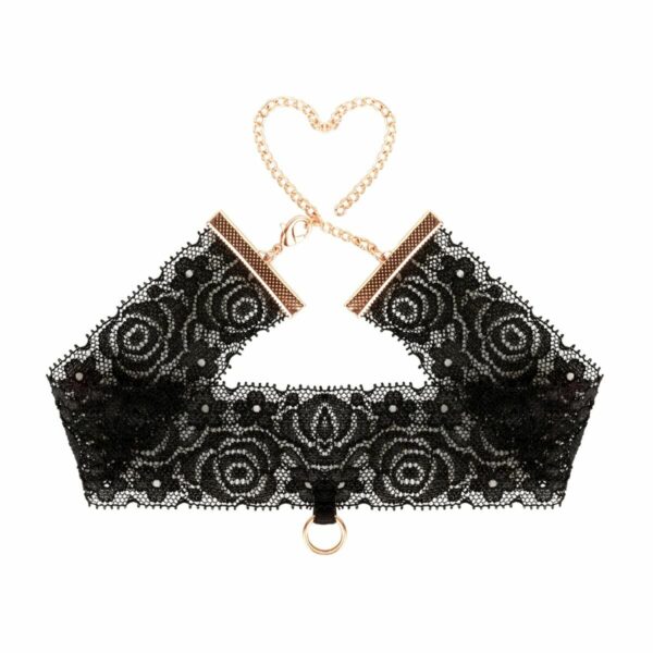 Мереживні наручники та комір Rosy Gold - Lace Cuffs and Collar - Black - Зображення 5