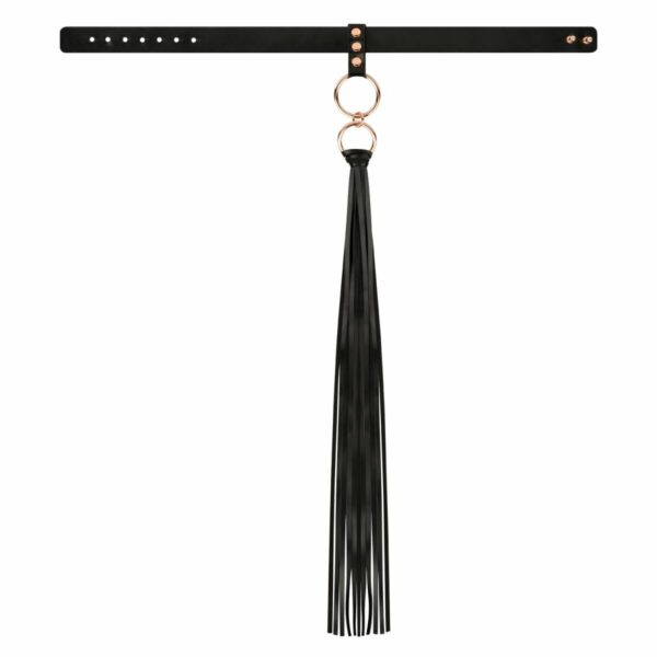 Нашийник с флогером Rosy Gold - Collar with Flogger - Black - Зображення 4
