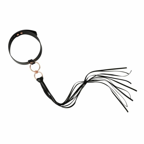 Нашийник с флогером Rosy Gold - Collar with Flogger - Black - Зображення 3