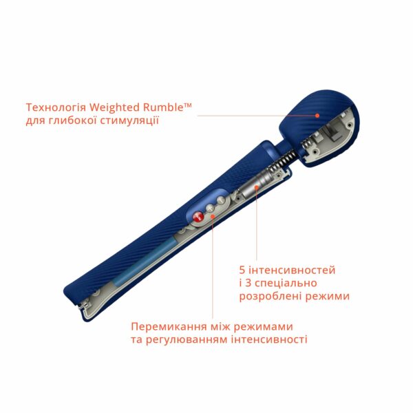 Вібромасажер Fun Factory VIM Vibrating Wand midnight blue, суперпотужний та легкий, до 6 годин роботи - Зображення 5